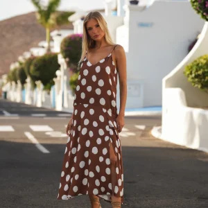 Vestido lunares marrón