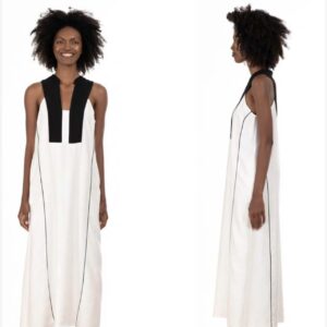 Vestido blanco con cuello negro